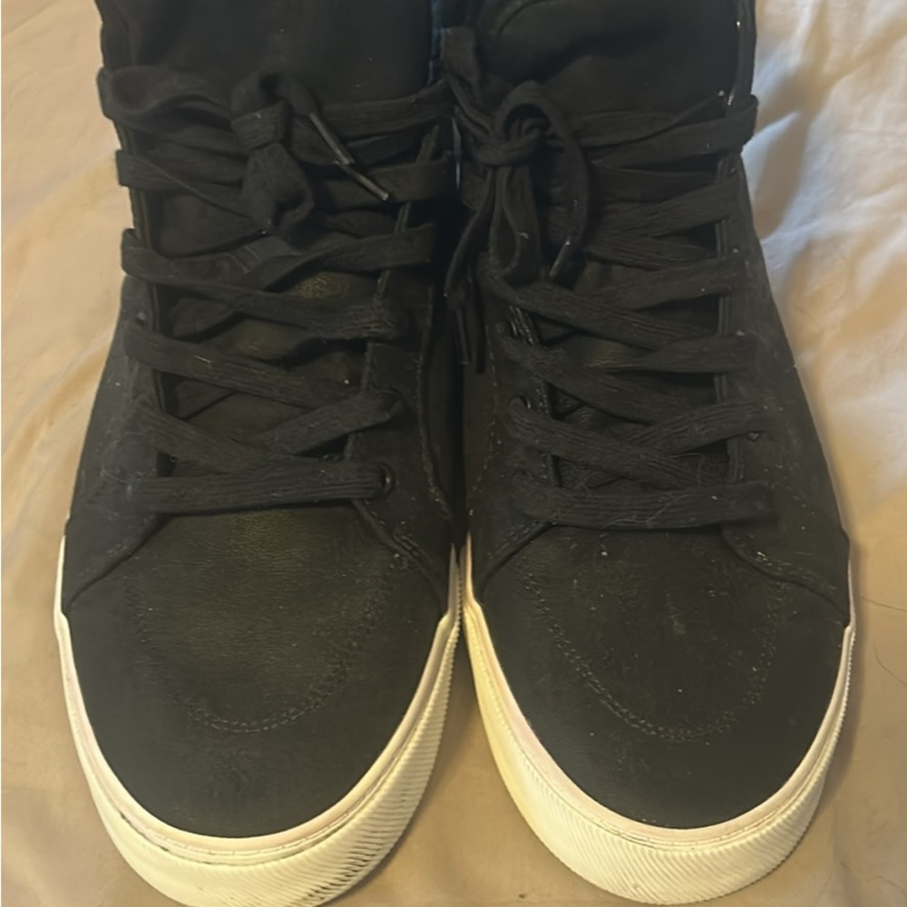 Old Navy Black and White High-Top Sneakers Canvas Lace-Up
